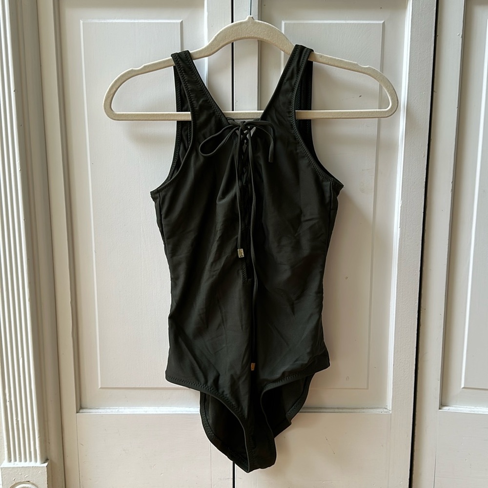 Mossimo One Piece Moss Green Laceup Swimsuit
